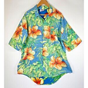 Vintage Paradise Beach Club by Mervyns Hawaiian Shirt Mens Large Reverse Print